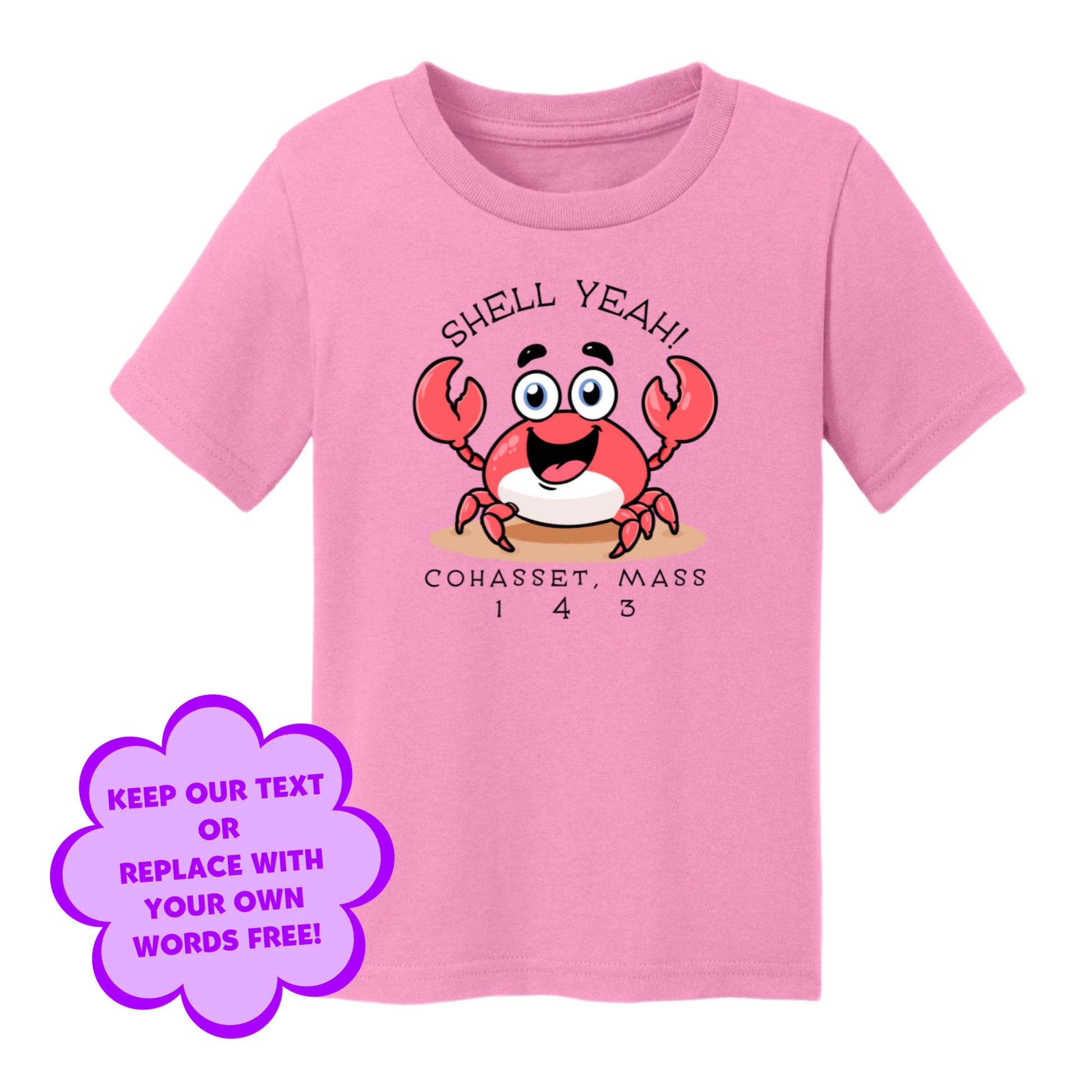 Personalize Free Beach Crab, Cohasset, Toddler Cotton Tee from Baby Squid Ink 