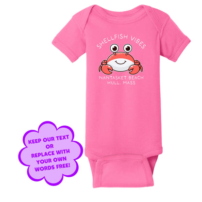 Personalize Free Beach Crab, Hull, Cotton Onesies from Baby Squid Ink 