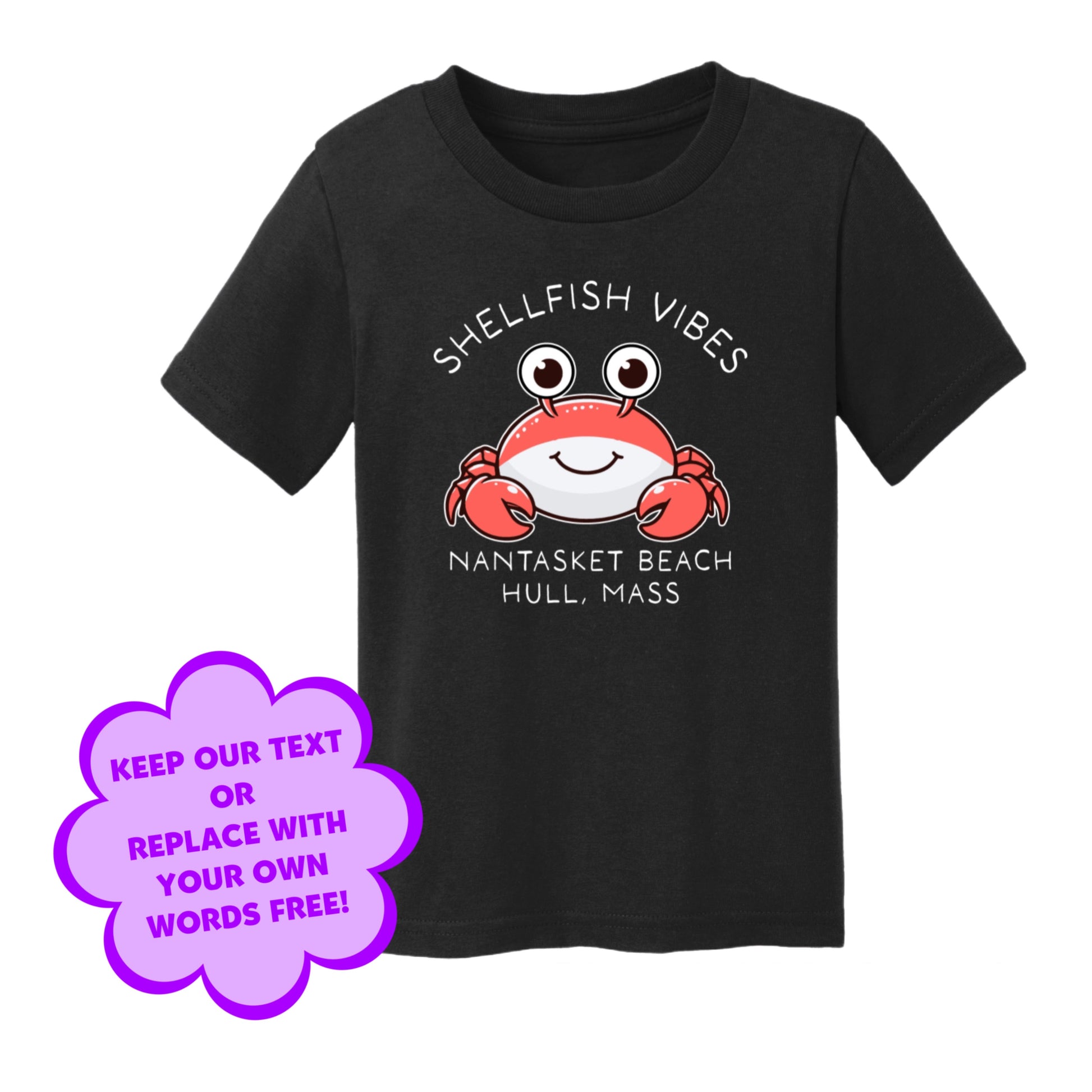 Personalize Free Beach Crab, Hull, Toddler Cotton Tee from Baby Squid Ink 