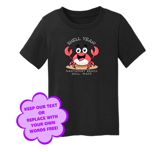 Personalize Free Beach Crab, Hull, Toddler Cotton Tee from Baby Squid Ink 