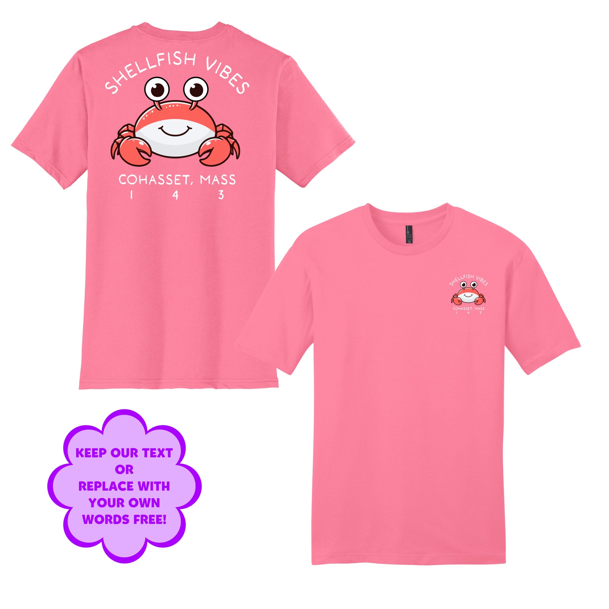 Personalize Free Beach Crabs, Cohasset, Adult Cotton Tees from Baby Squid Ink 