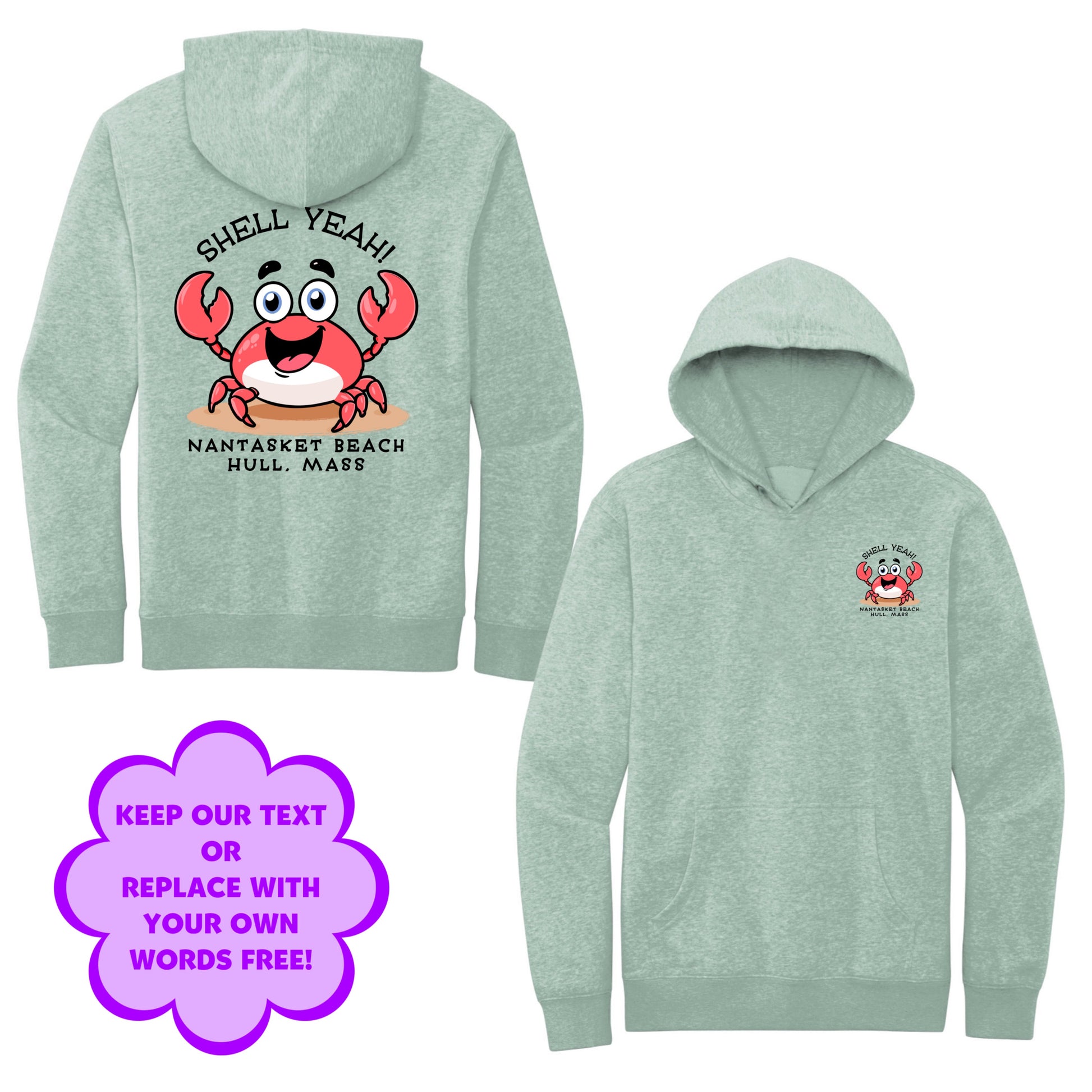 Personalize Free Beach Crabs, Hull, Adult Fleece Hoodies from Baby Squid Ink 