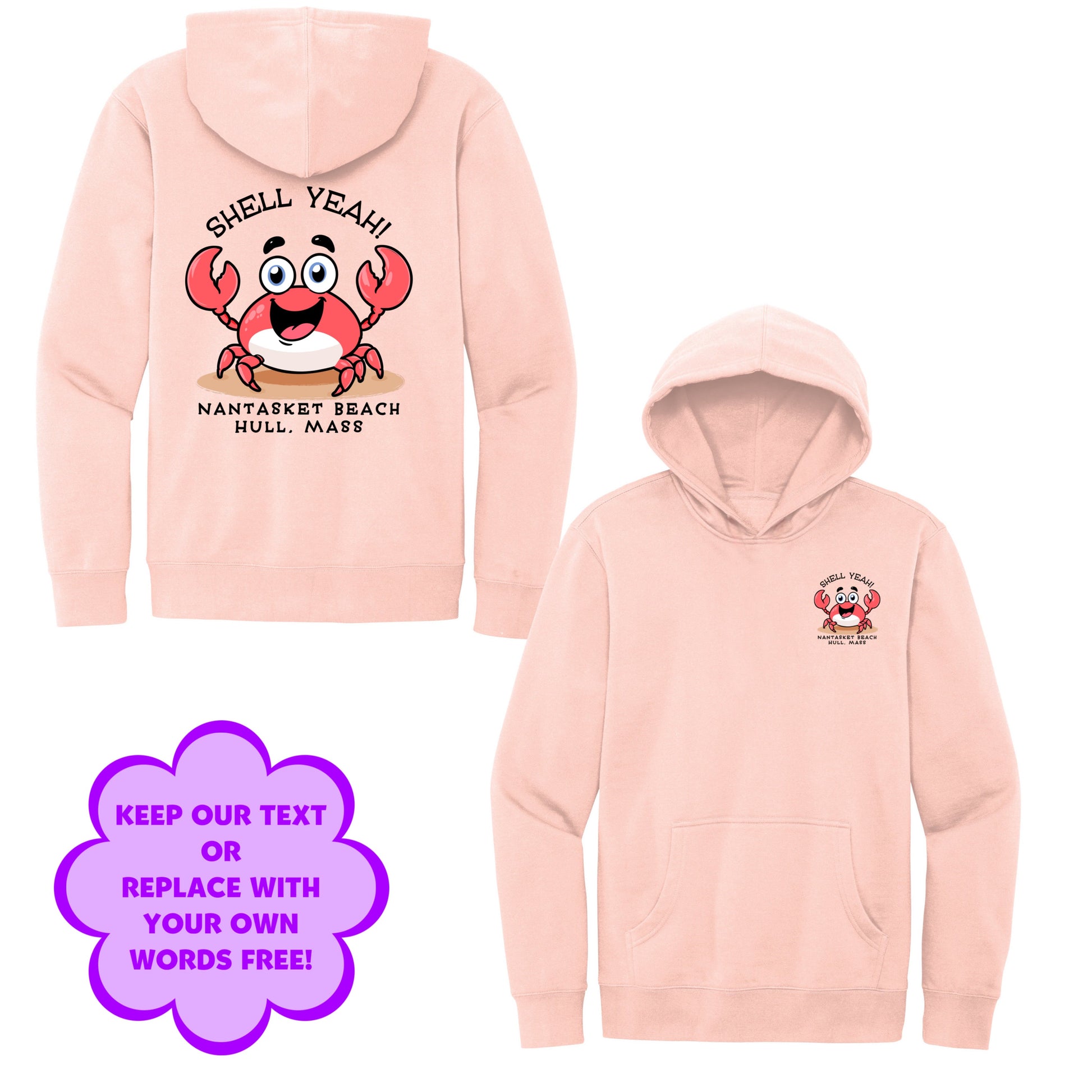 Personalize Free Beach Crabs, Hull, Adult Fleece Hoodies from Baby Squid Ink 