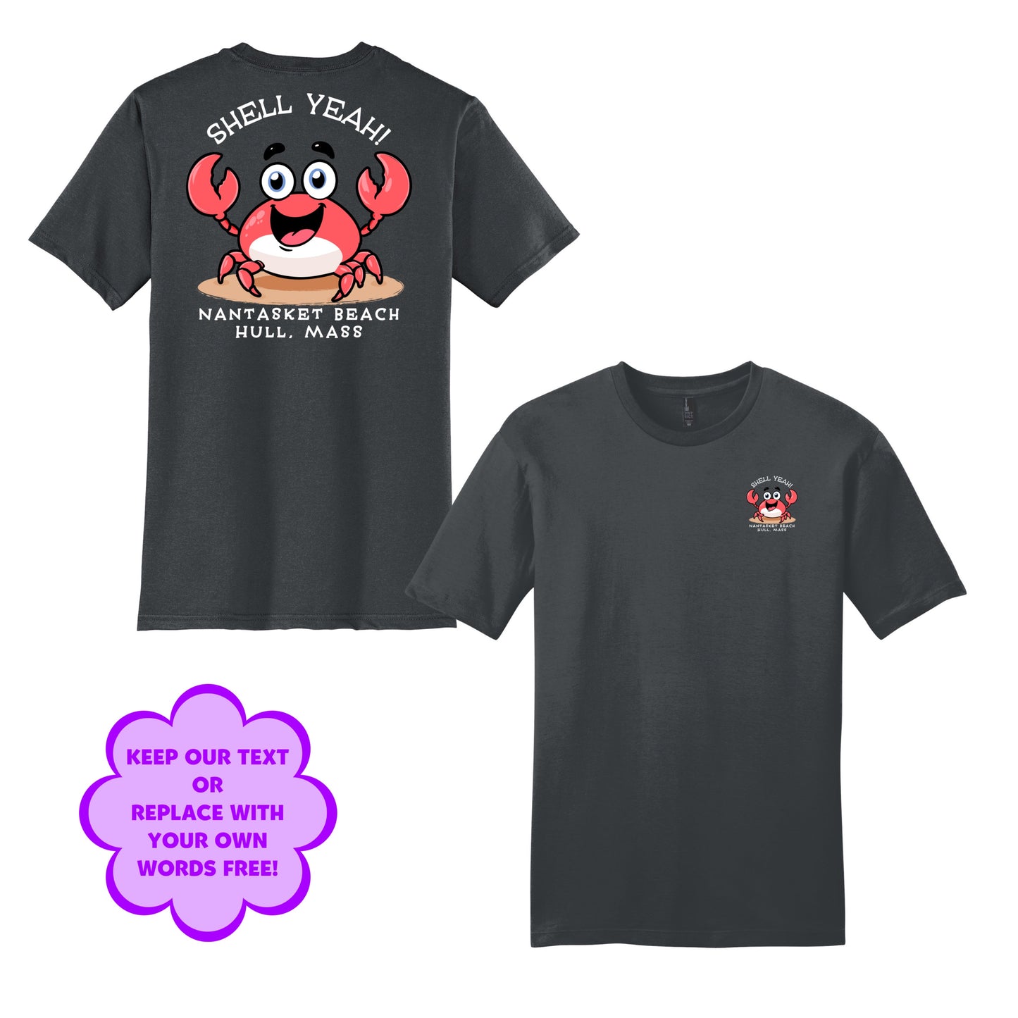 Personalize Free Beach Crabs, Hull, Adult Cotton Tees from Baby Squid Ink 