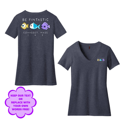 Personalize Free Beach Fish, Cohasset, Women’s Cotton Tees from Baby Squid Ink 