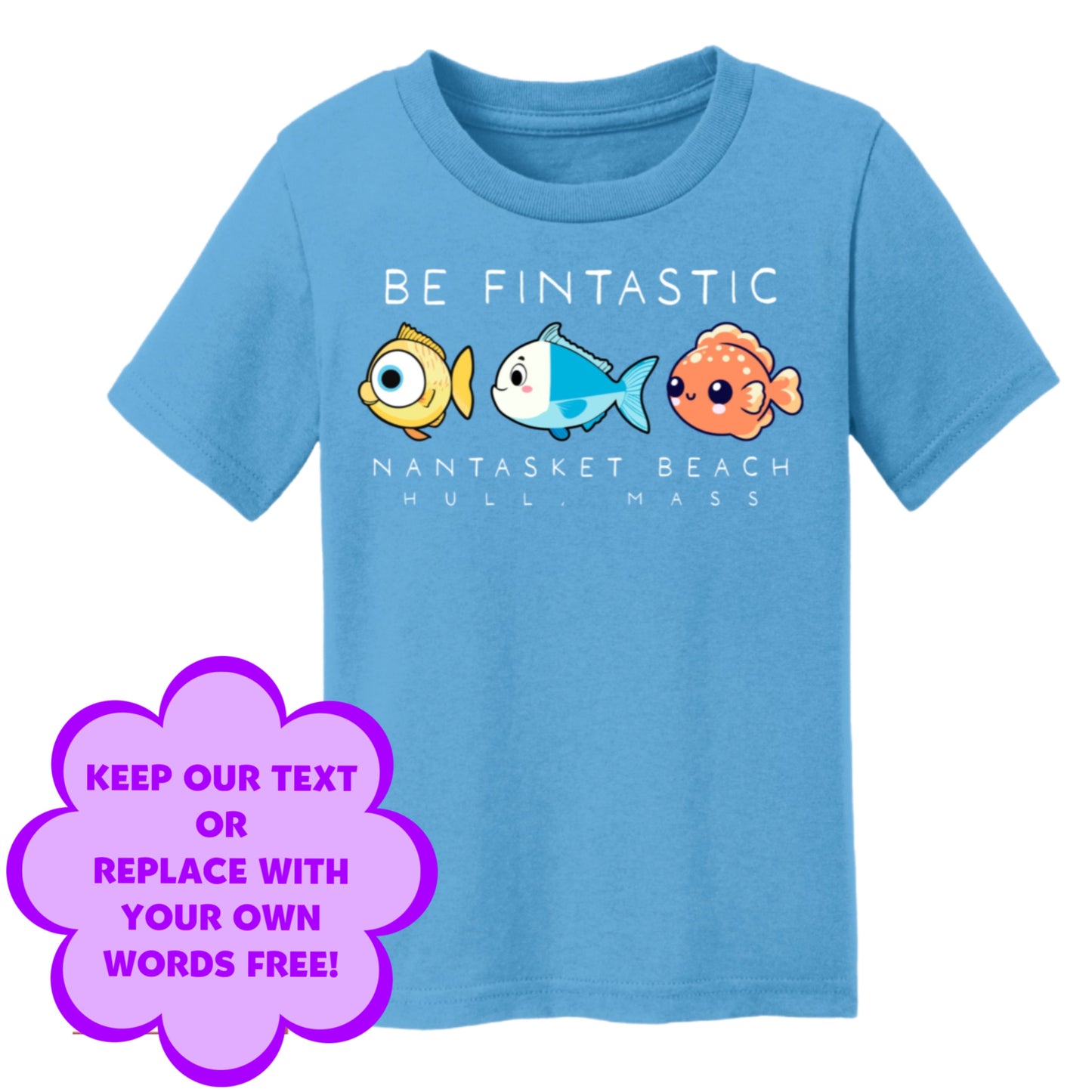 Personalize Free Beach Fish, Hull, Toddler Cotton Tee from Baby Squid Ink 