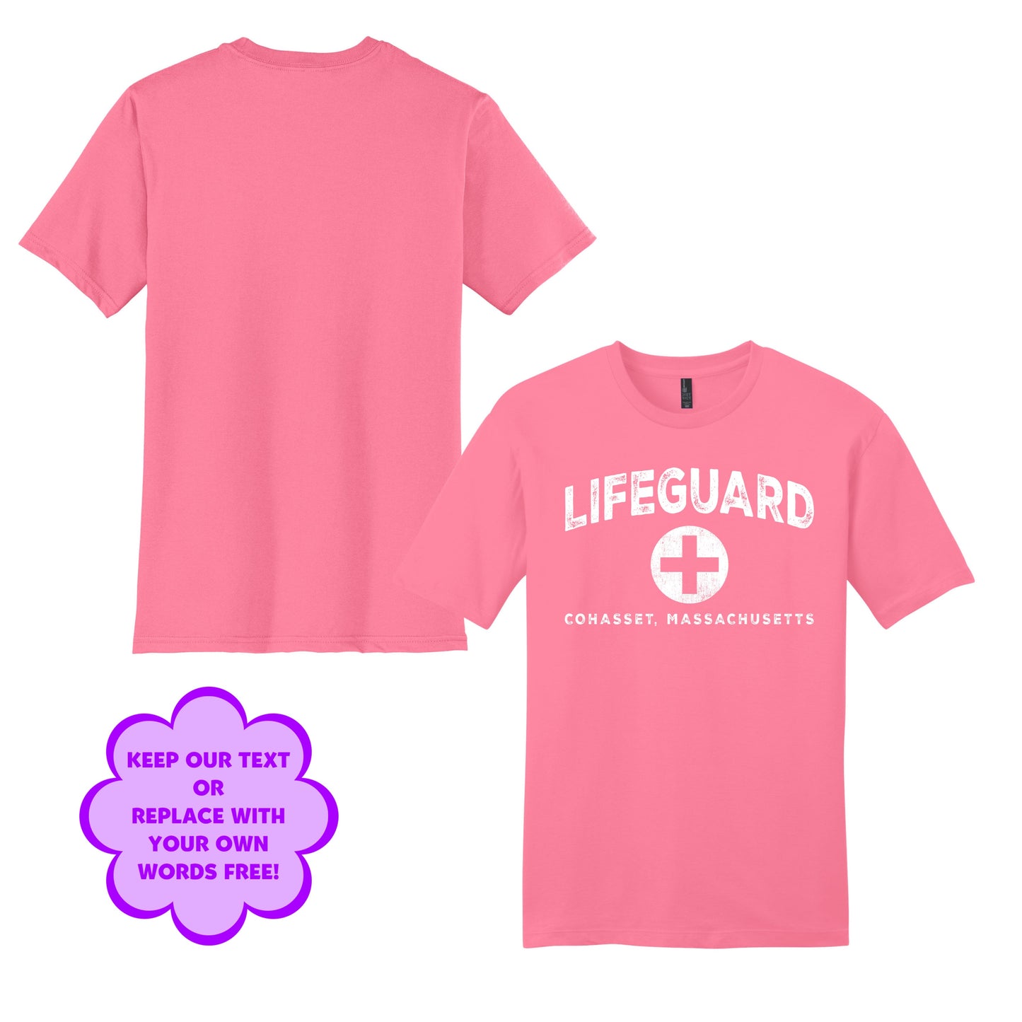 Personalize Free Beach Lifeguard, Cohasset, Adult Cotton Tees from Baby Squid Ink 