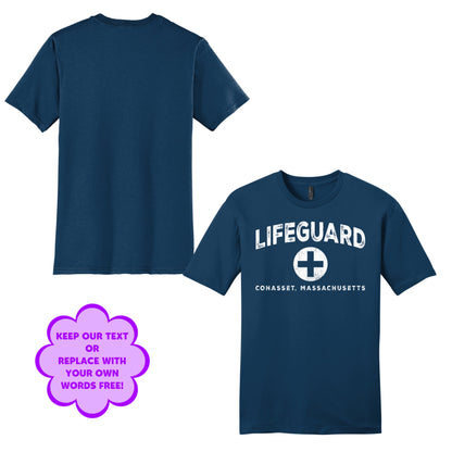 Personalize Free Beach Lifeguard, Cohasset, Adult Cotton Tees from Baby Squid Ink 