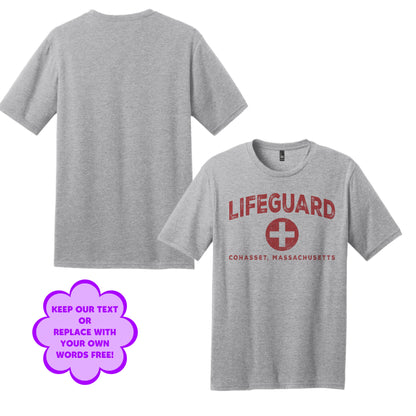 Personalize Free Beach Lifeguard, Cohasset, Adult Cotton Tees from Baby Squid Ink 