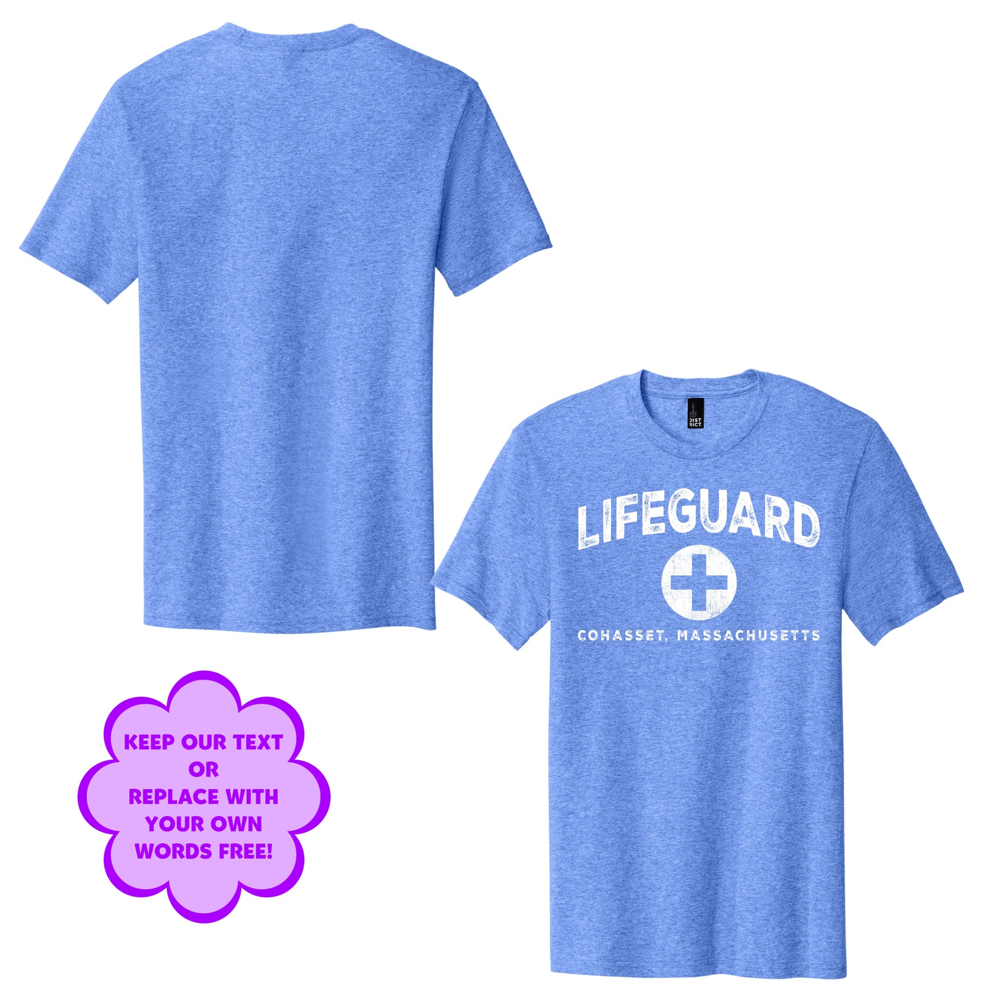 Personalize Free Beach Lifeguard, Cohasset, Adult Cotton Tees from Baby Squid Ink 