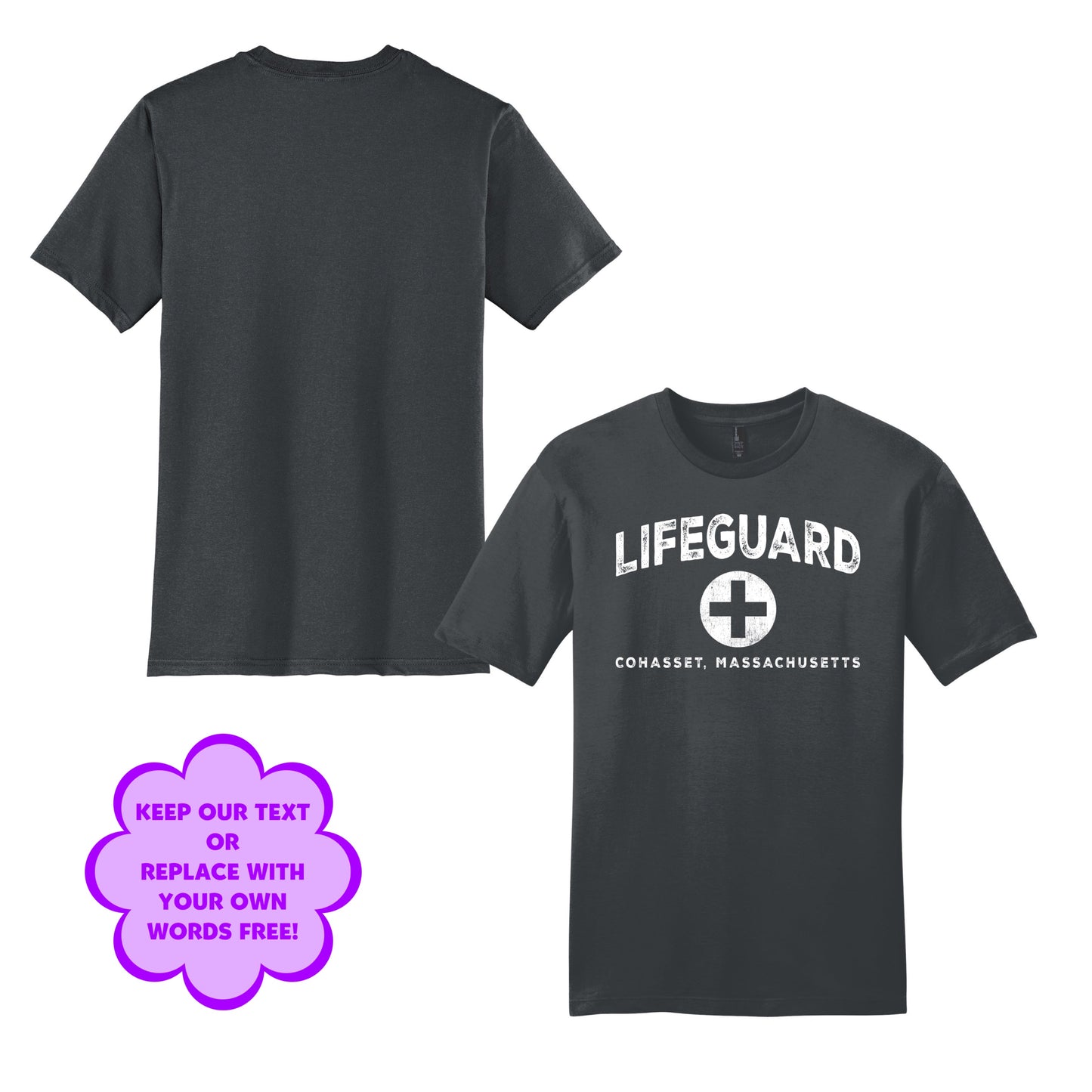 Personalize Free Beach Lifeguard, Cohasset, Adult Cotton Tees from Baby Squid Ink 