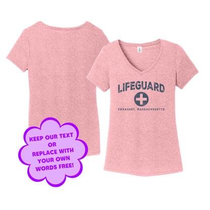 Personalize Free Beach Lifeguard, Cohasset, Women’s Cotton Tees from Baby Squid Ink 
