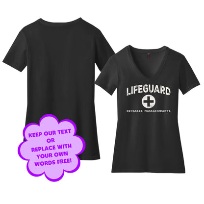 Personalize Free Beach Lifeguard, Cohasset, Women’s Cotton Tees from Baby Squid Ink 