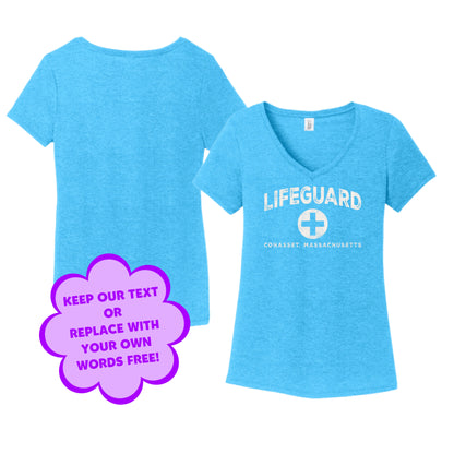 Personalize Free Beach Lifeguard, Cohasset, Women’s Cotton Tees from Baby Squid Ink 