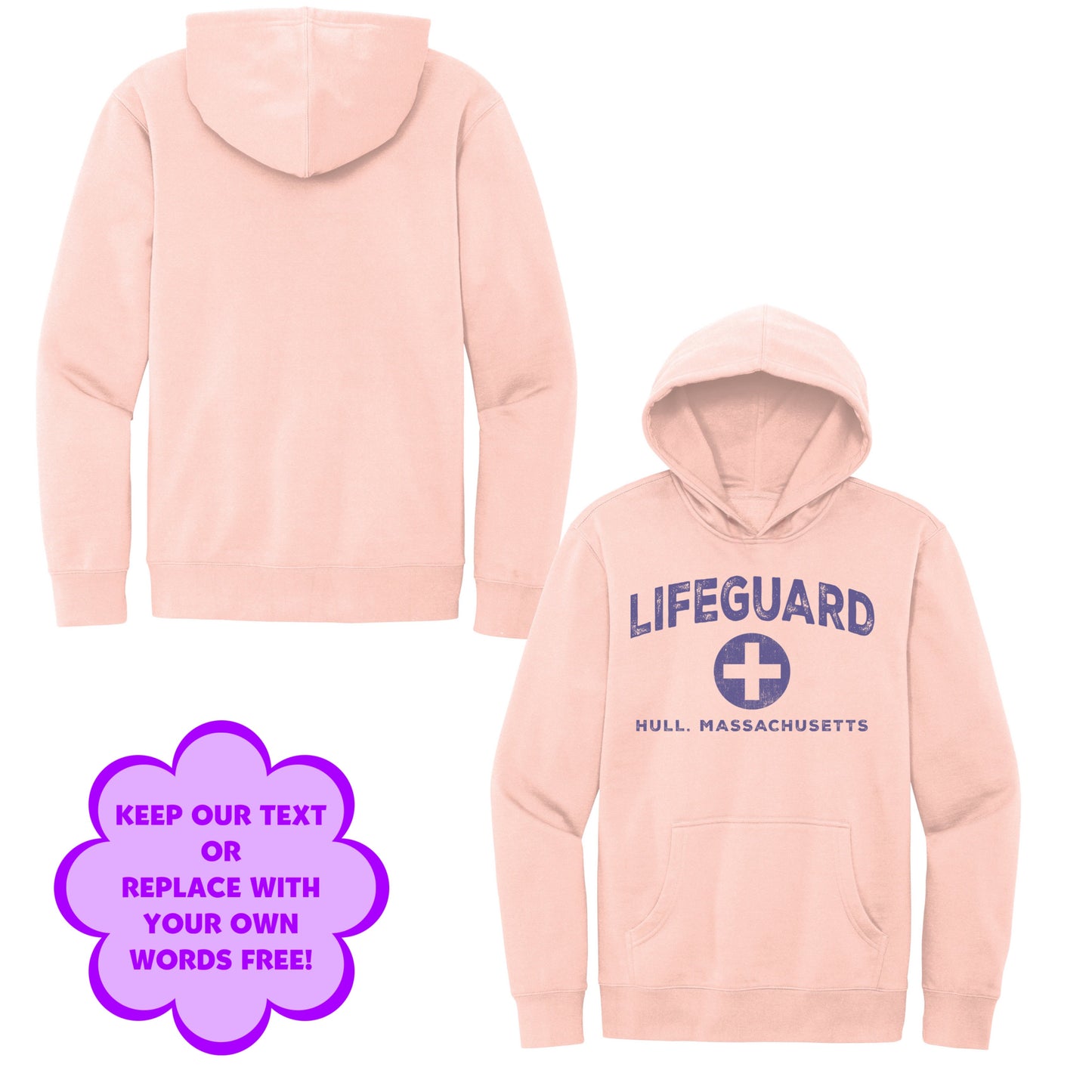 Personalize Free Beach Lifeguard, Hull, Kids Fleece Hoodies from Baby Squid Ink 