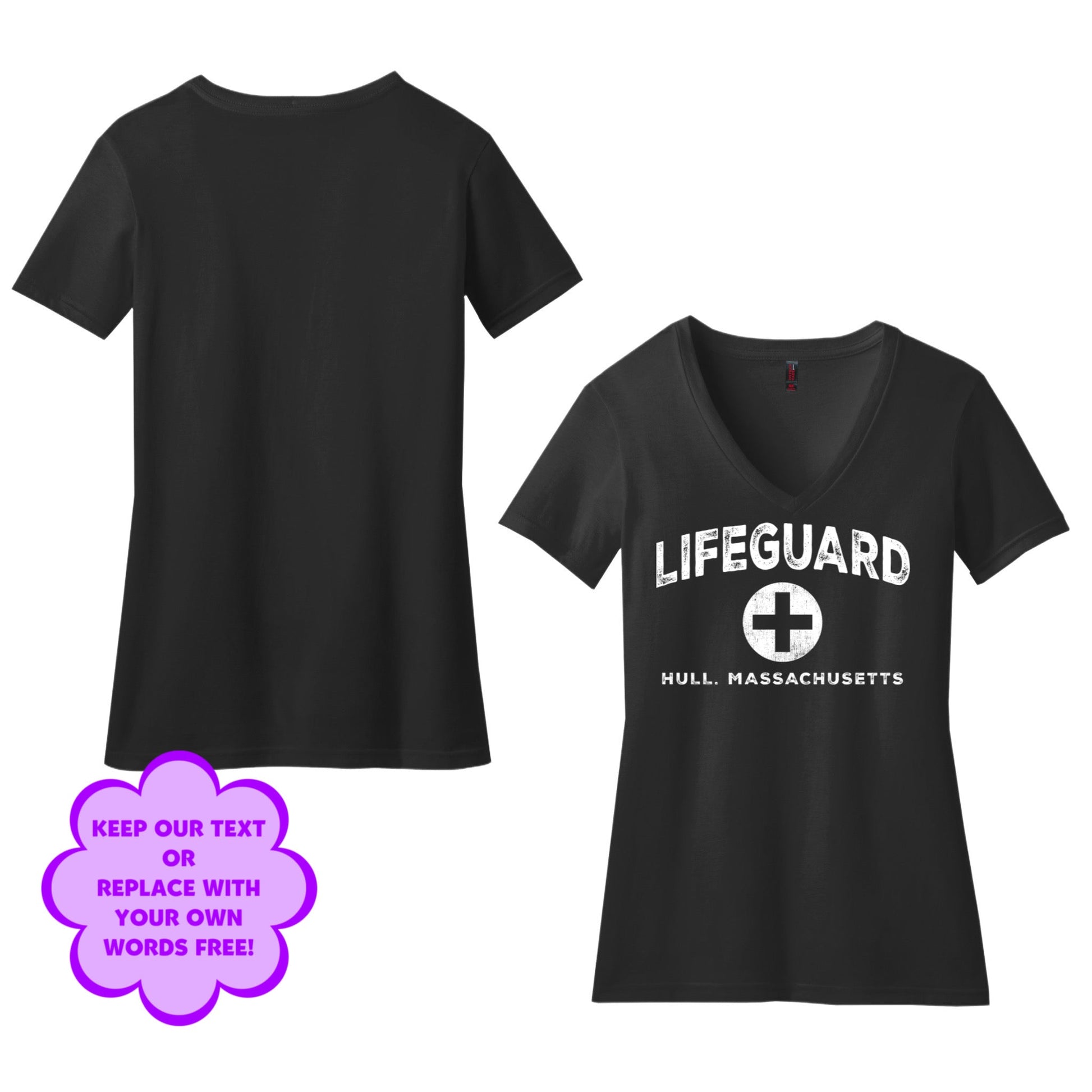 Personalize Free Beach Lifeguard, Hull, Women’s Cotton Tees from Baby Squid Ink 