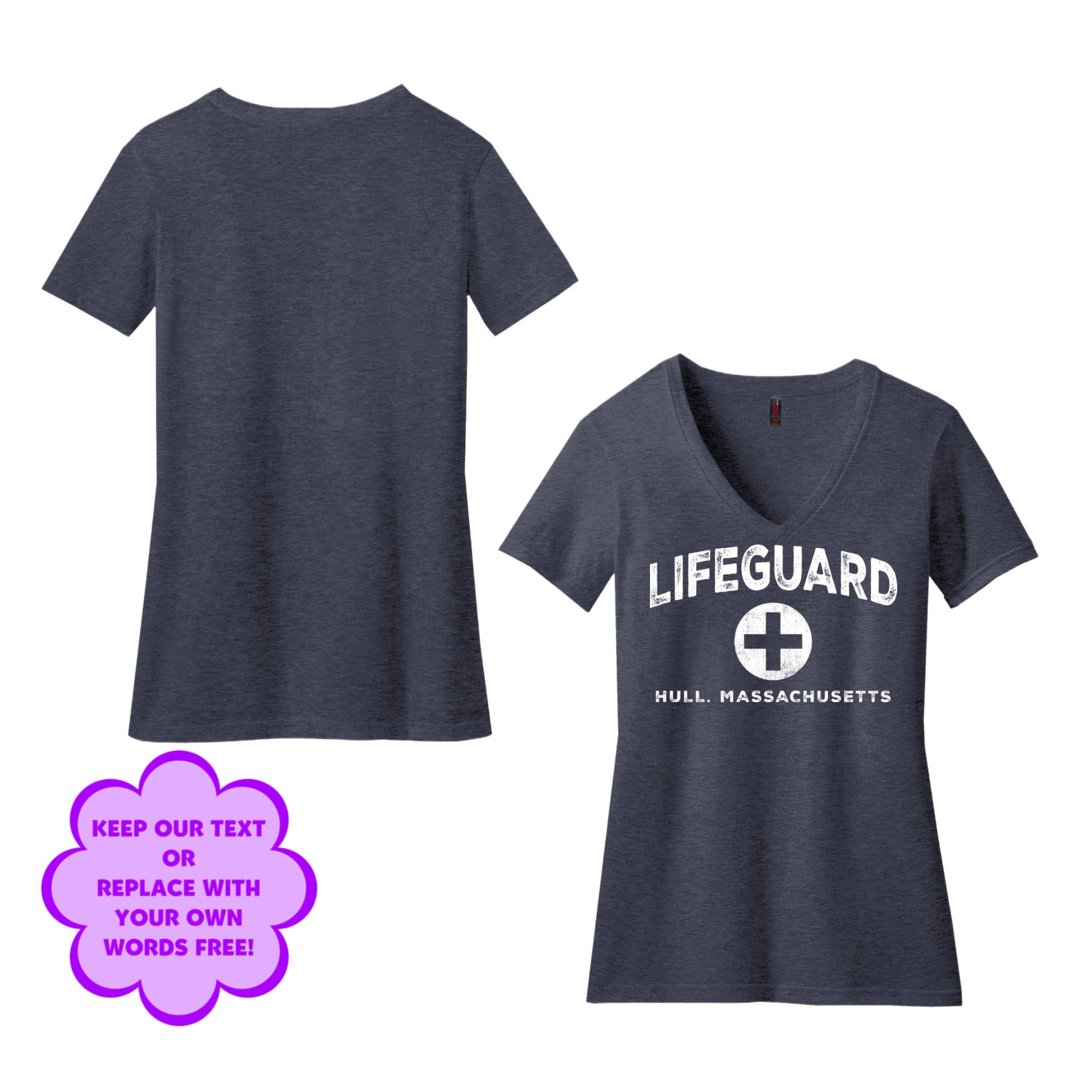 Personalize Free Beach Lifeguard, Hull, Women’s Cotton Tees from Baby Squid Ink 