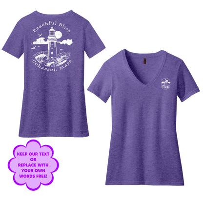 Personalize Free Beach Lighthouse, Cohasset, Women’s Cotton Tees from Baby Squid Ink 
