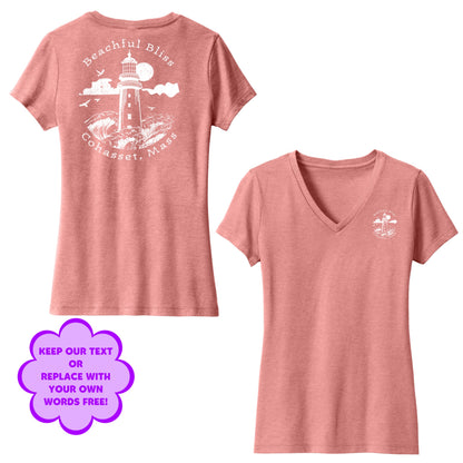 Personalize Free Beach Lighthouse, Cohasset, Women’s Cotton Tees from Baby Squid Ink 
