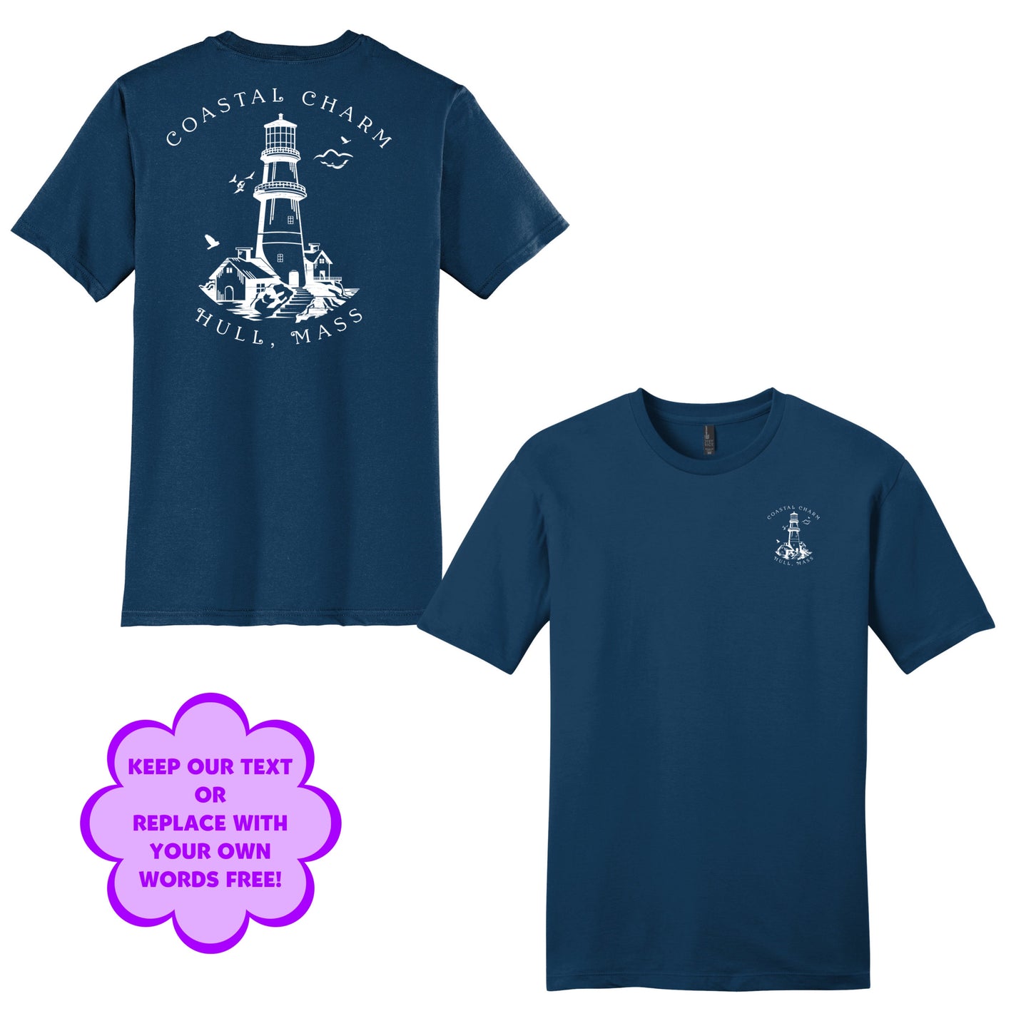 Personalize Free Beach Lighthouse, Hull, Adult Cotton Tees from Baby Squid Ink 