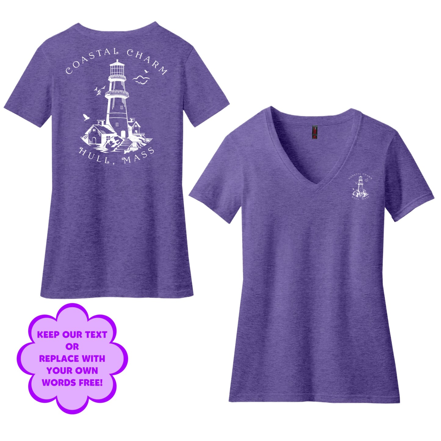 Personalize Free Beach Lighthouse, Hull, Women’s Cotton Tees from Baby Squid Ink 