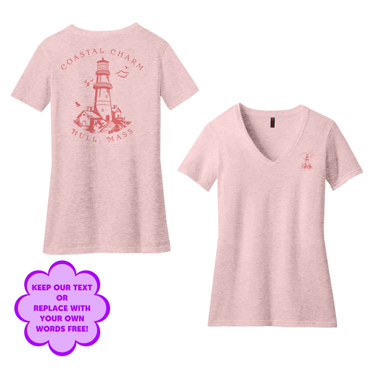 Personalize Free Beach Lighthouse, Hull, Women’s Cotton Tees from Baby Squid Ink 