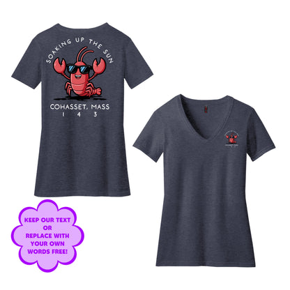 Personalize Free Beach Lobster, Cohasset, Women’s Cotton Tees from Baby Squid Ink 