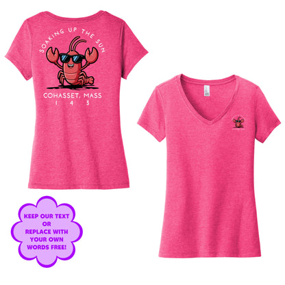 Personalize Free Beach Lobster, Cohasset, Women’s Cotton Tees from Baby Squid Ink 