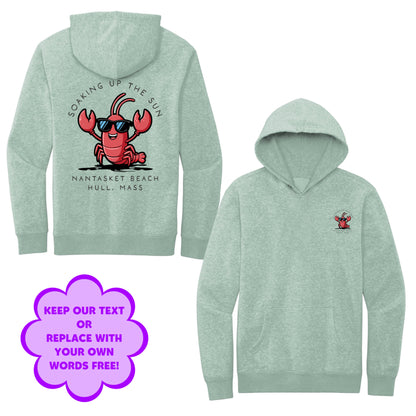 Personalize Free Beach Lobster, Hull, Adult Fleece Hoodies from Baby Squid Ink 