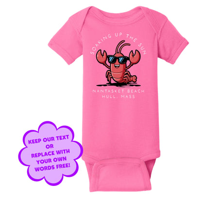 Personalize Free Beach Lobster, Hull, Cotton Onesies from Baby Squid Ink 