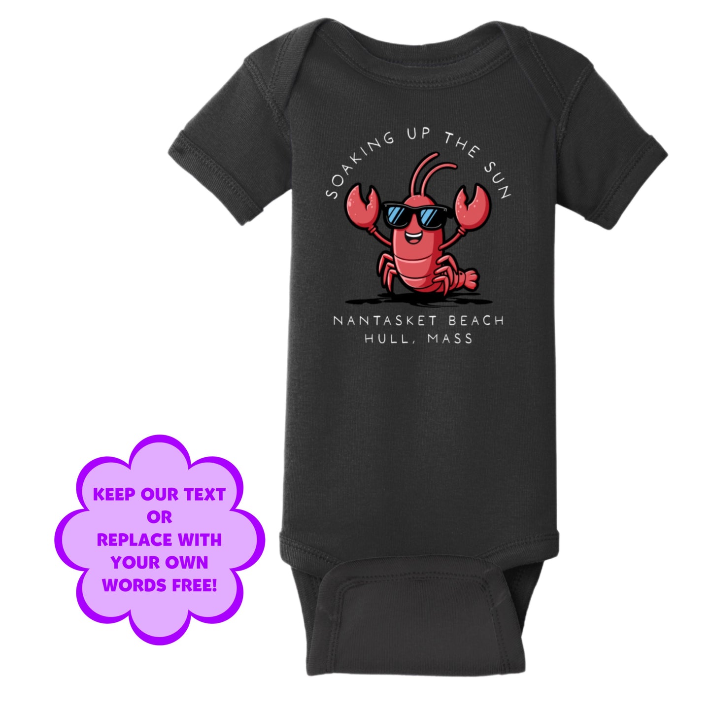 Personalize Free Beach Lobster, Hull, Cotton Onesies from Baby Squid Ink 