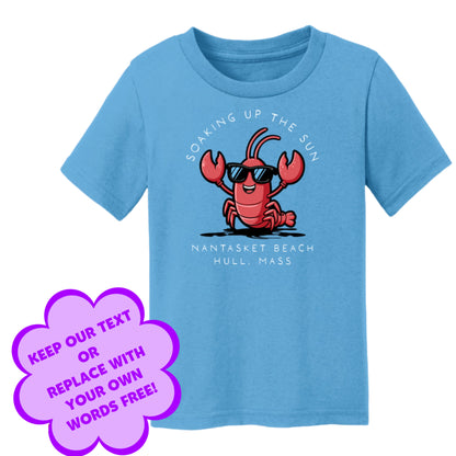 Personalize Free Beach Lobster, Hull, Toddler Cotton Tee from Baby Squid Ink 