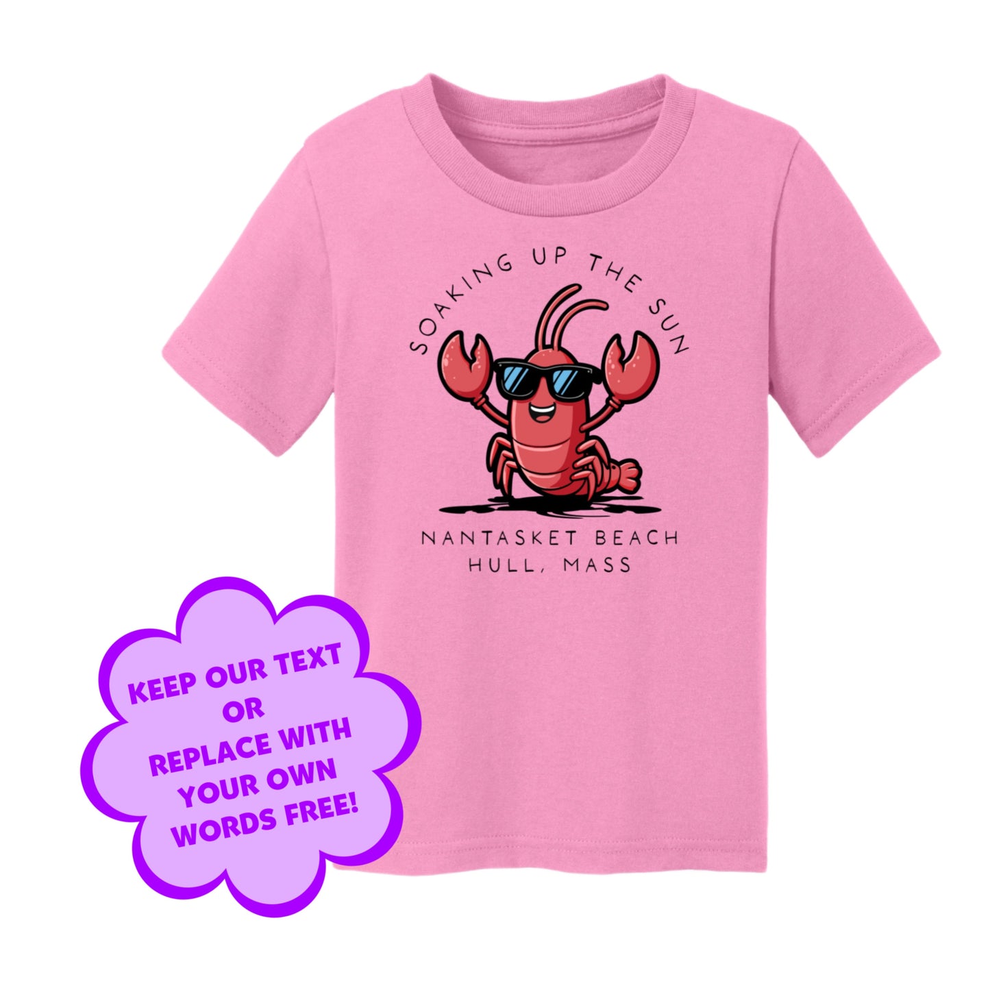 Personalize Free Beach Lobster, Hull, Toddler Cotton Tee from Baby Squid Ink 