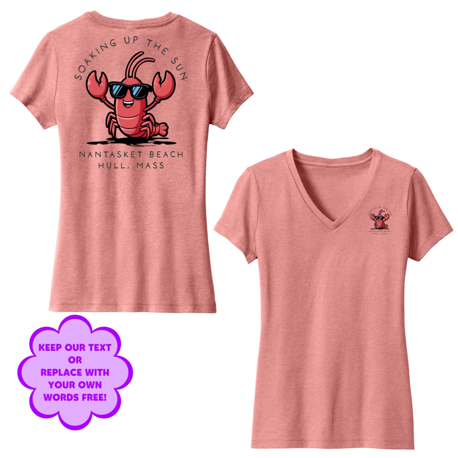 Personalize Free Beach Lobster, Hull, Women’s Cotton Tees from Baby Squid Ink 