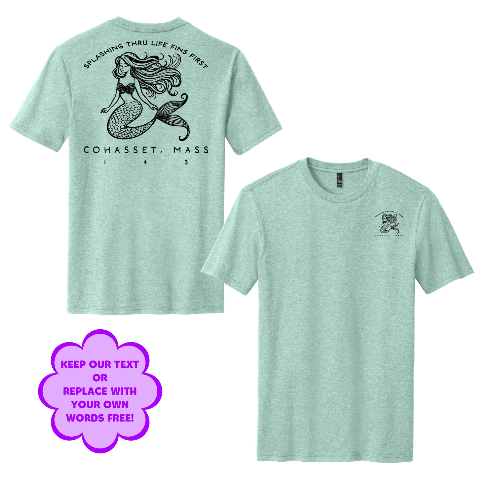 Personalize Free Beach Mermaids, Cohasset, Adult Cotton Tee from Baby Squid Ink 