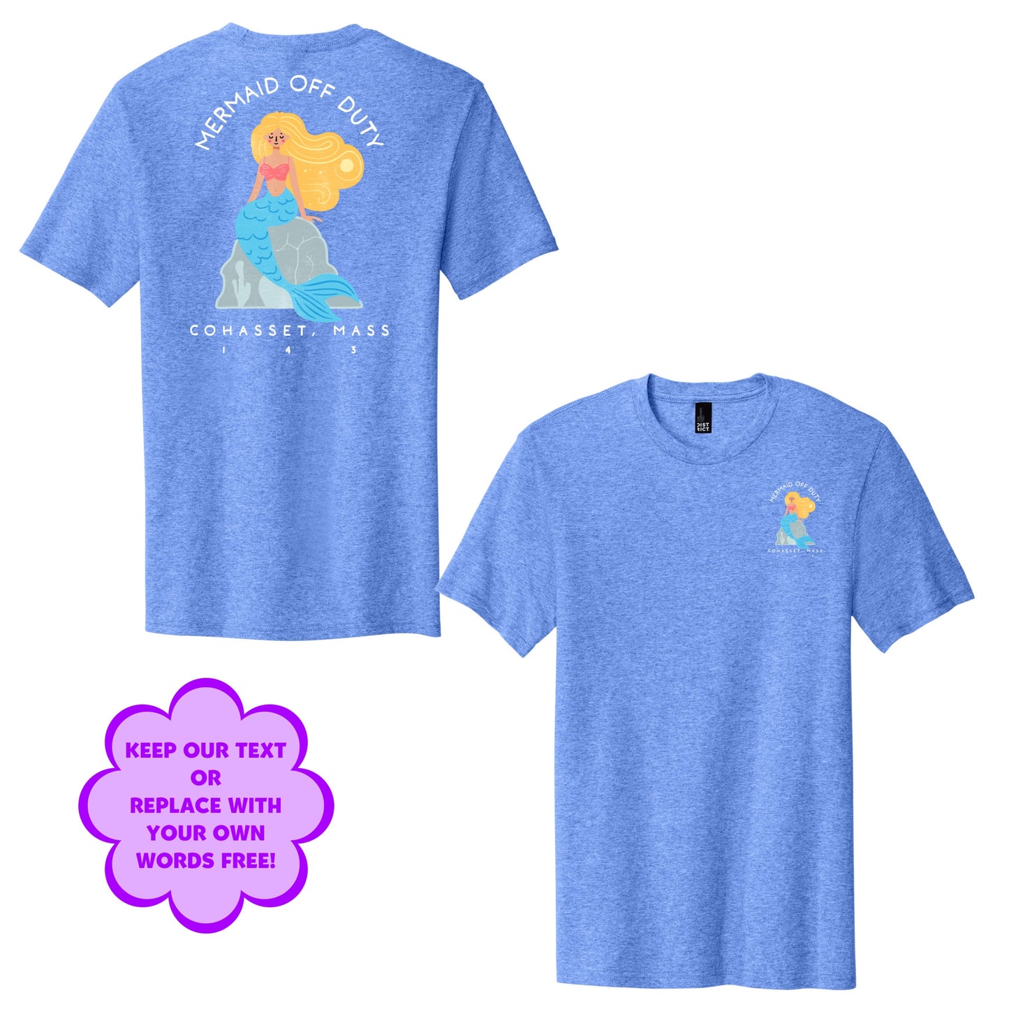 Personalize Free Beach Mermaids, Cohasset, Adult Cotton Tee from Baby Squid Ink 