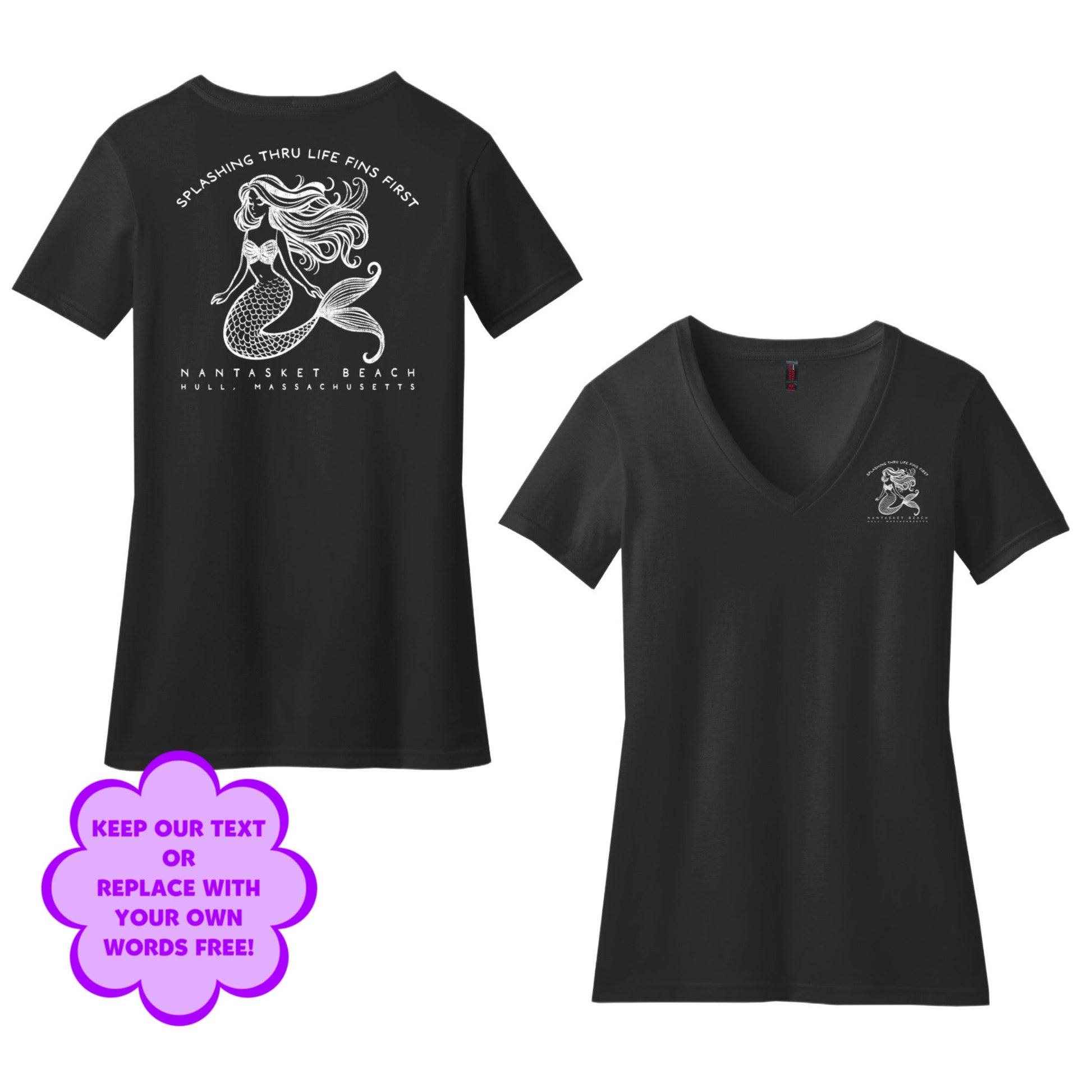 Personalize Free Beach Mermaids, Hull, Women’s Cotton Tees from Baby Squid Ink 