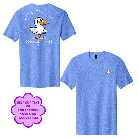 Personalize Free Beach Seagull, Cohasset, Adult Cotton Tees from Baby Squid Ink 