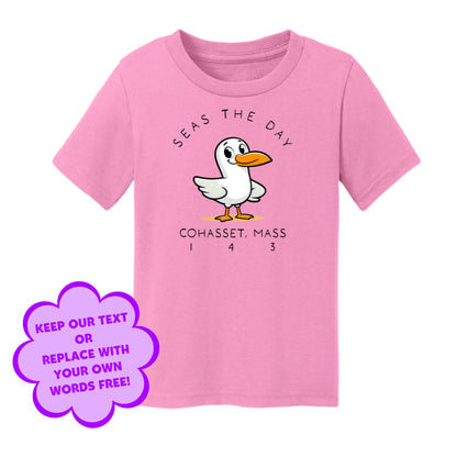 Personalize Free Beach Seagull, Cohasset, Toddler Cotton Tees from Baby Squid Ink 