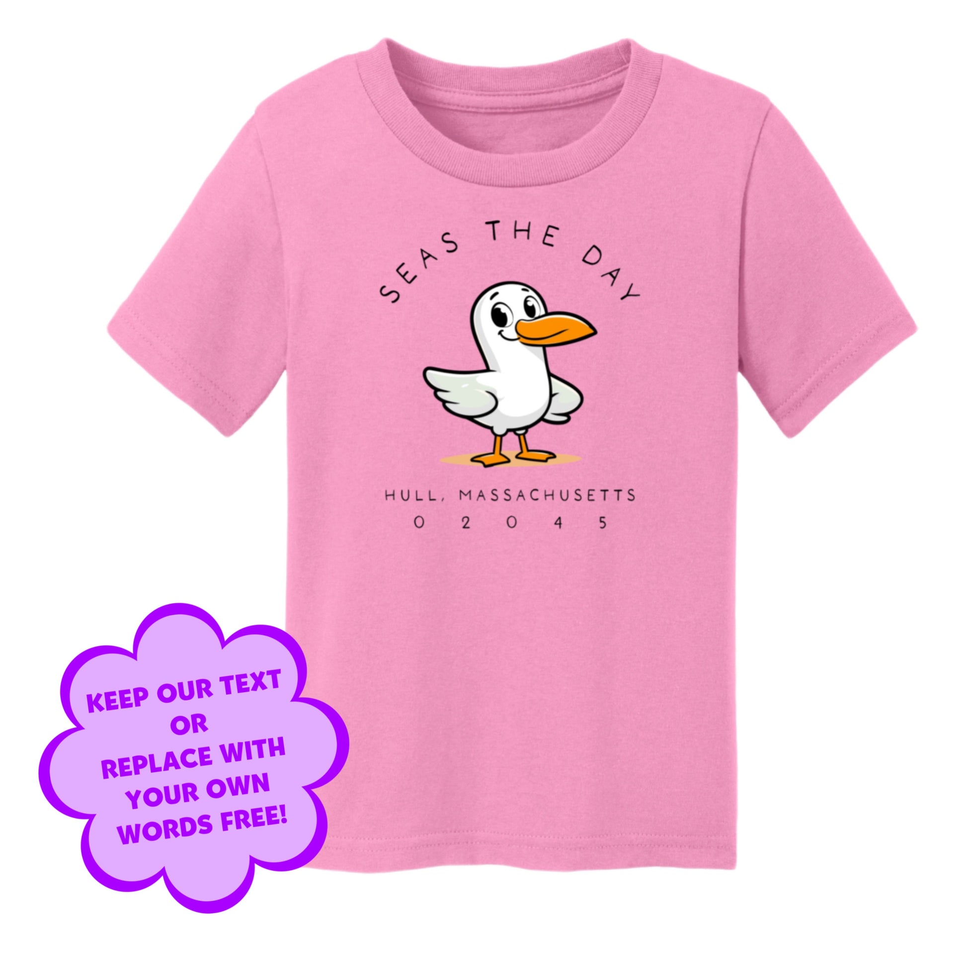 Personalize Free Beach Seagull, Hull, Toddler Cotton Tees from Baby Squid Ink 