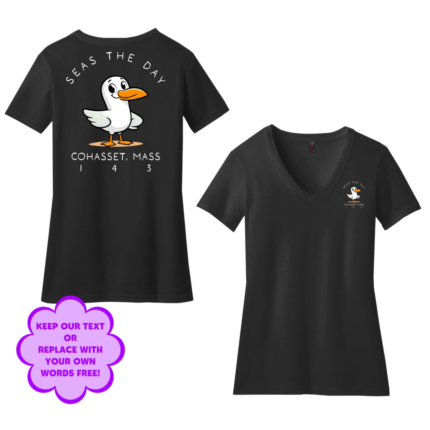 Personalize Free Beach Seagull, Hull, Women’s Cotton Tees from Baby Squid Ink 