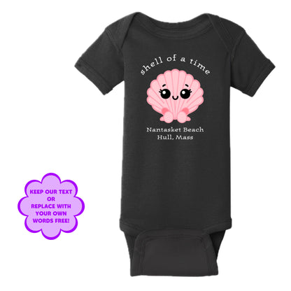 Personalize Free Beach Seashells, Hull, Cotton Onesies from Baby Squid Ink 