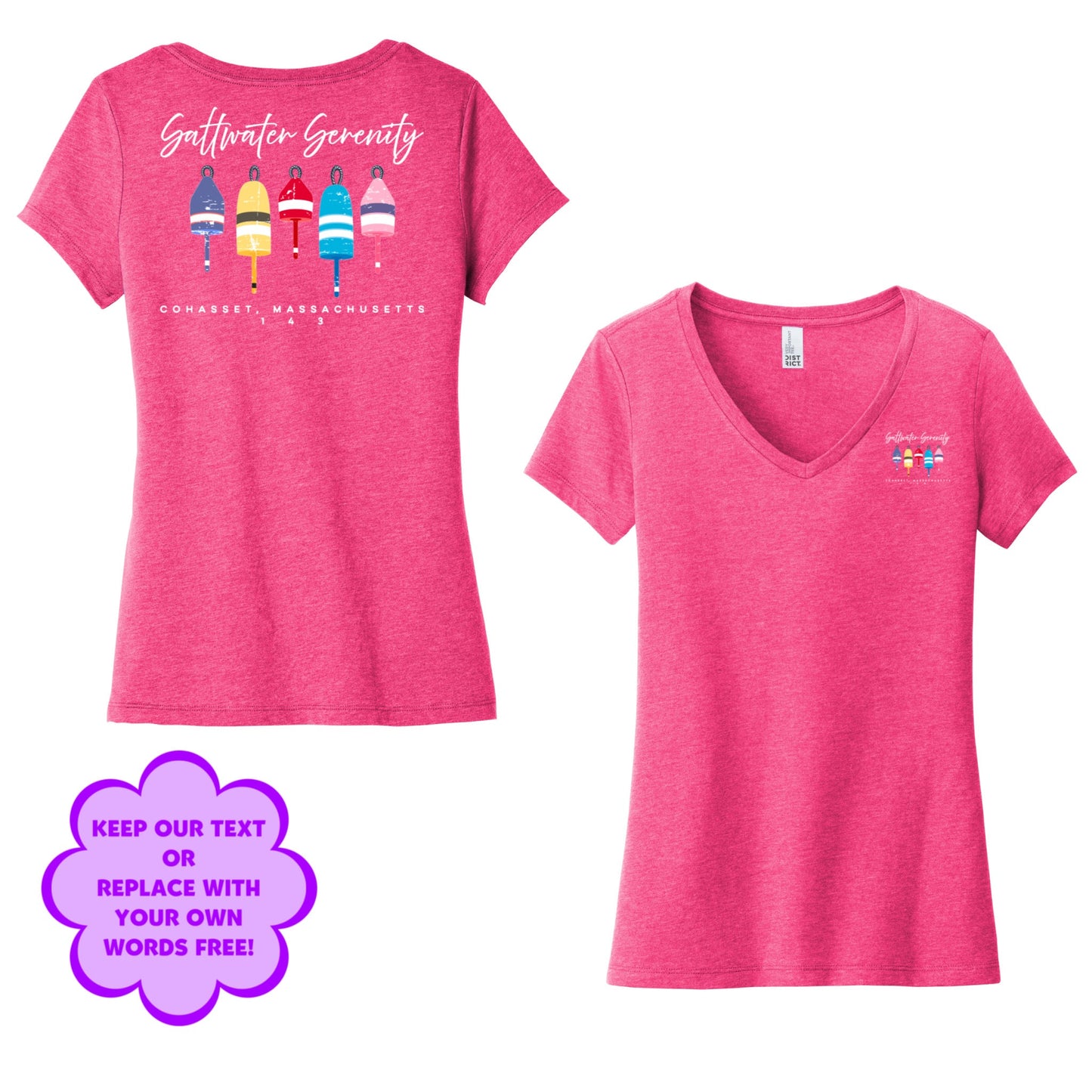 Personalize Free Boat Buoys, Cohasset, Women’s Cotton Tees from Baby Squid Ink 