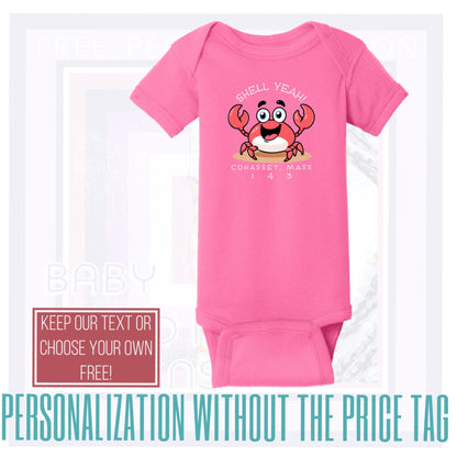 Personalize Free Beach Crab, Cohasset, Cotton Onesies from Baby Squid Ink 