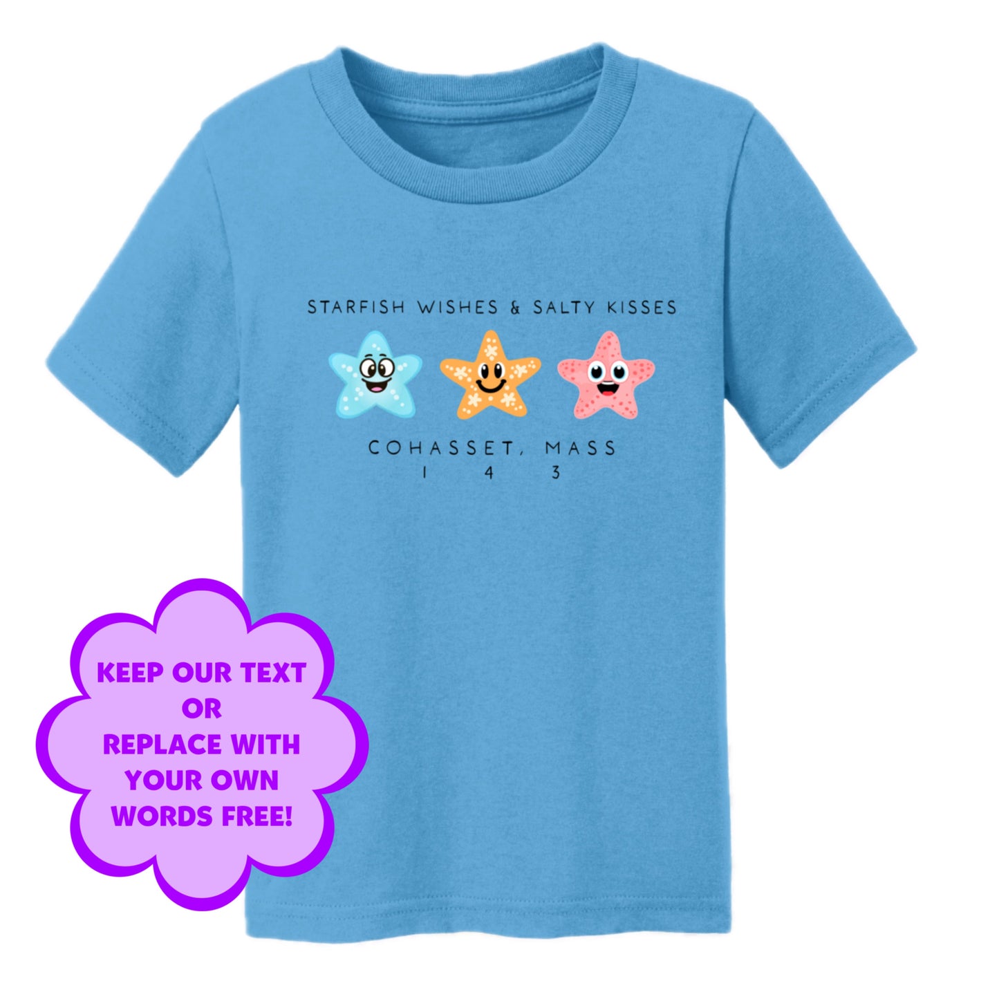 Personalize Free Cohasset Fish, Toddler Cotton Tee from Baby Squid Ink 