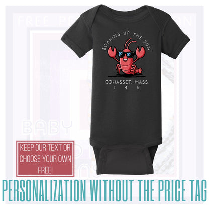 Personalize Free Lobster, Cohasset, Cotton Onesies from Baby Squid Ink 