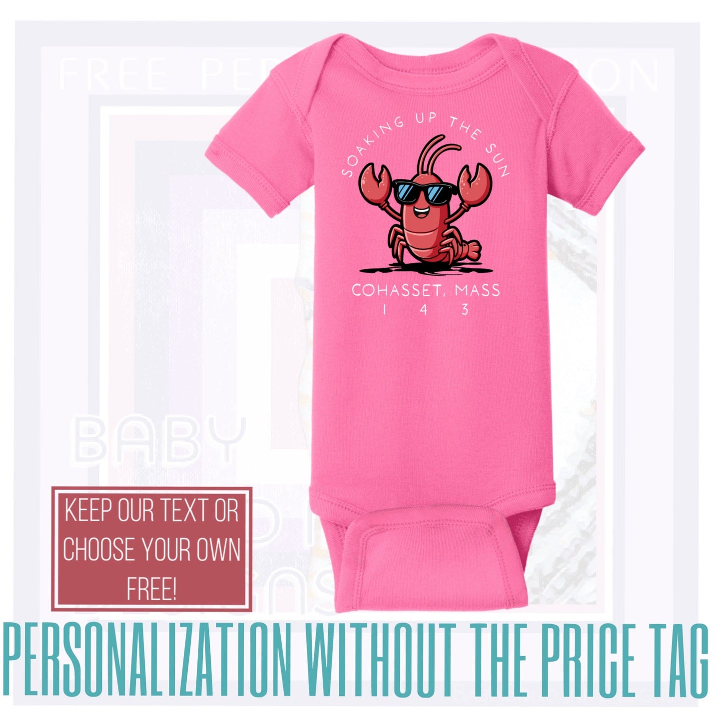 Personalize Free Cohasset Lobster, Cotton Onesies from Baby Squid Ink 