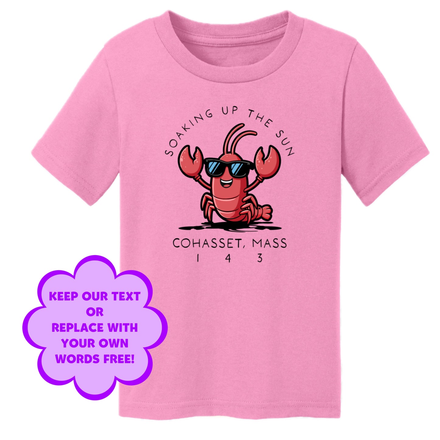 Personalize Free Lobster, Cohasset, Toddler Cotton Tee from Baby Squid Ink 