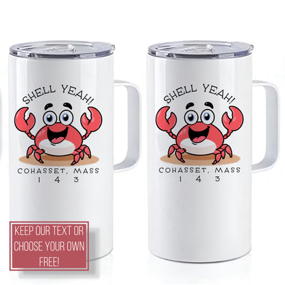 Cohasset MA, 20oz Stainless Steel Travel Mug Personalize Free