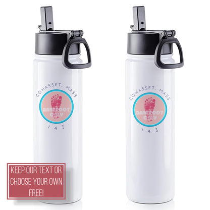 Personalize Free Cohasset MA, 22oz Stainless Steel Water Bottle from Baby Squid Ink 
